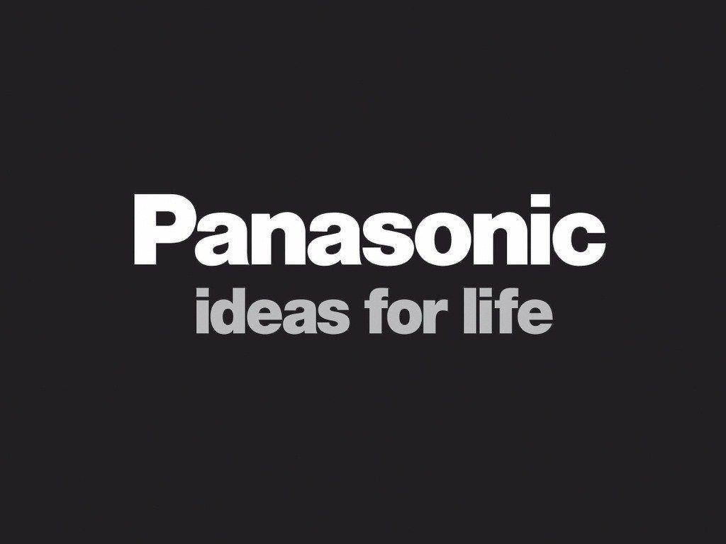 Panasonic, black background, white Panasonic logo, SD Desktop Wallpaper
