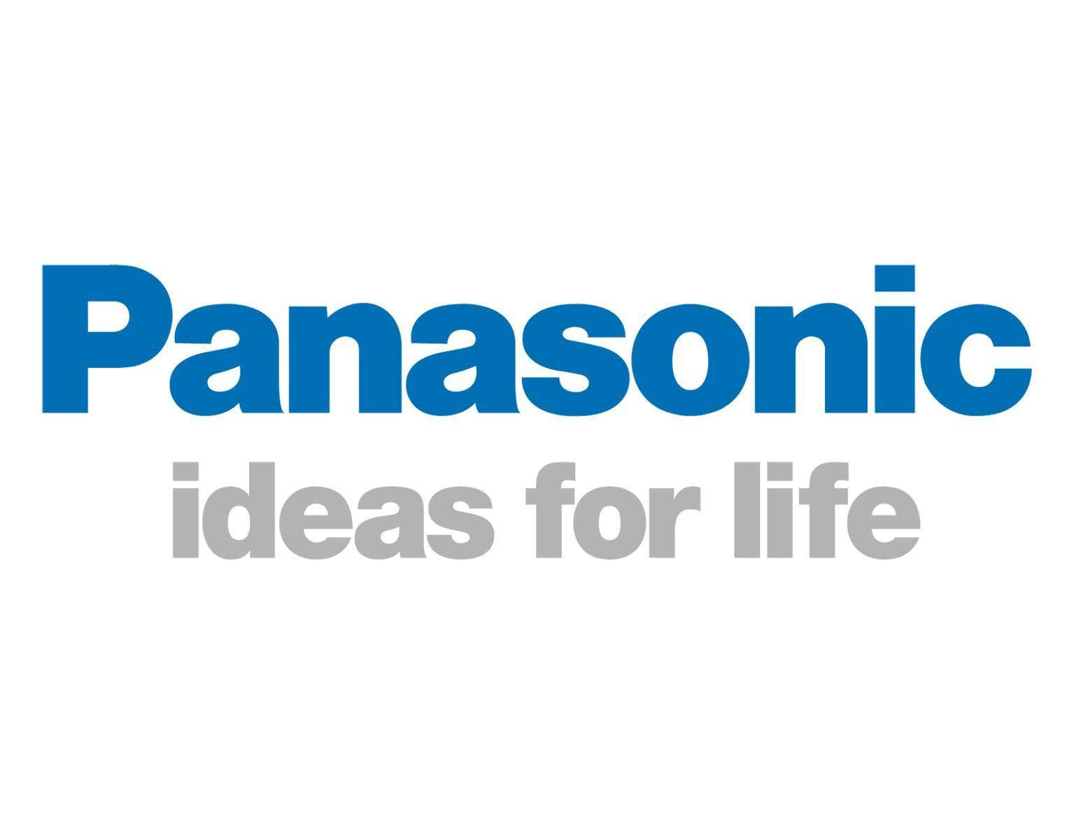 Panasonic, white background, blue Panasonic logo, HD Desktop Wallpaper