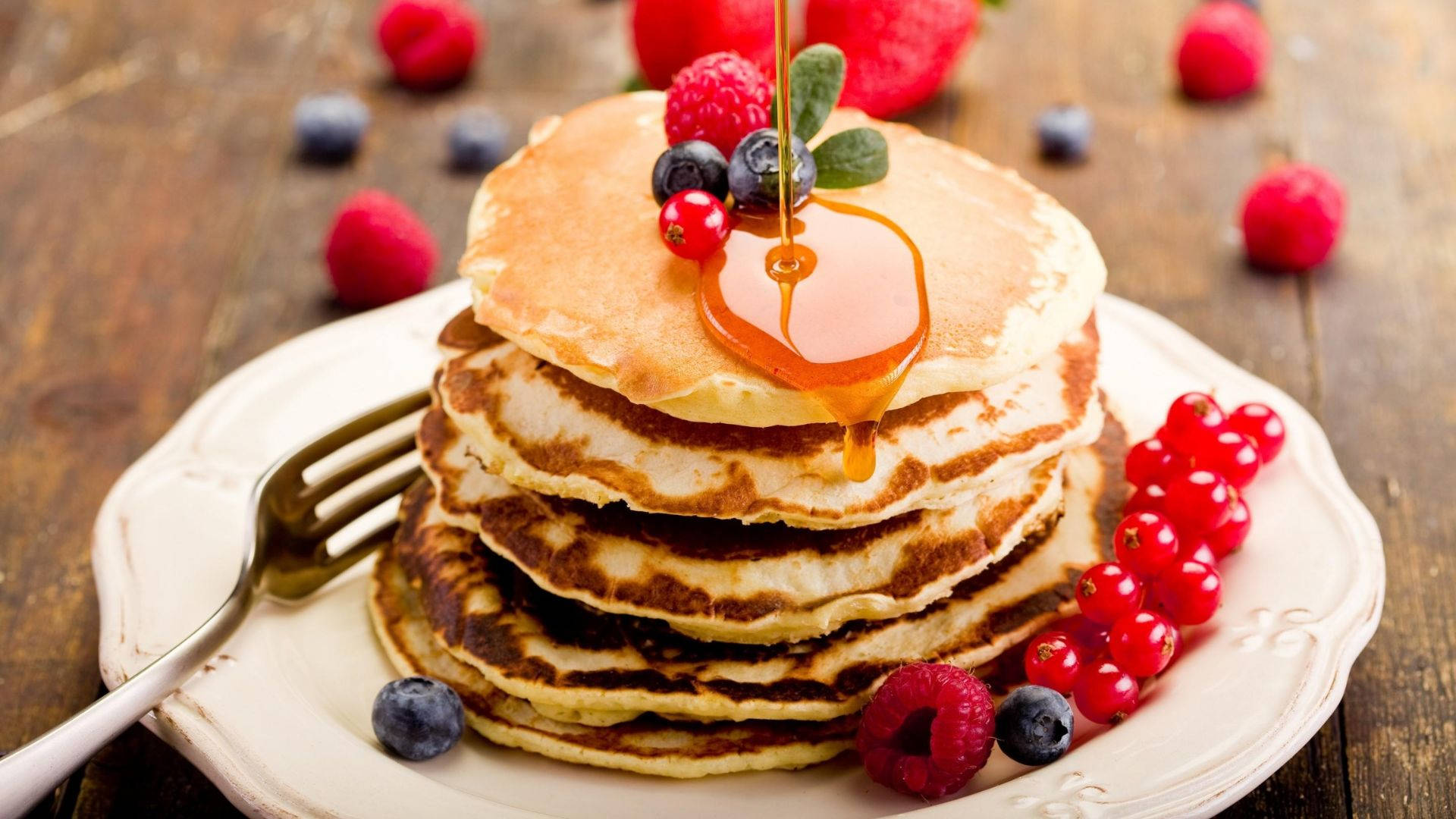 honey syrup, pancakes, golden pancakes, Full HD Desktop Wallpaper