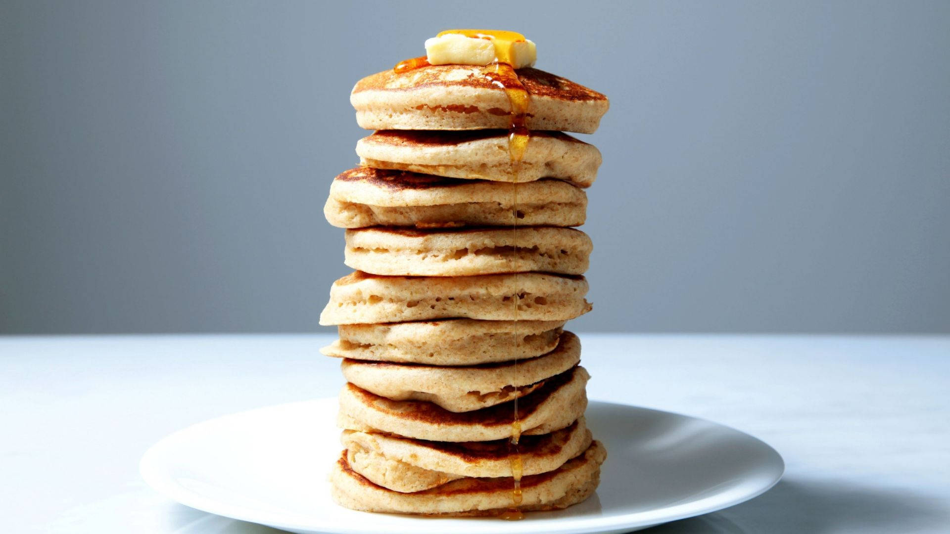 pancakes, golden, white plate, Full HD Desktop Wallpaper