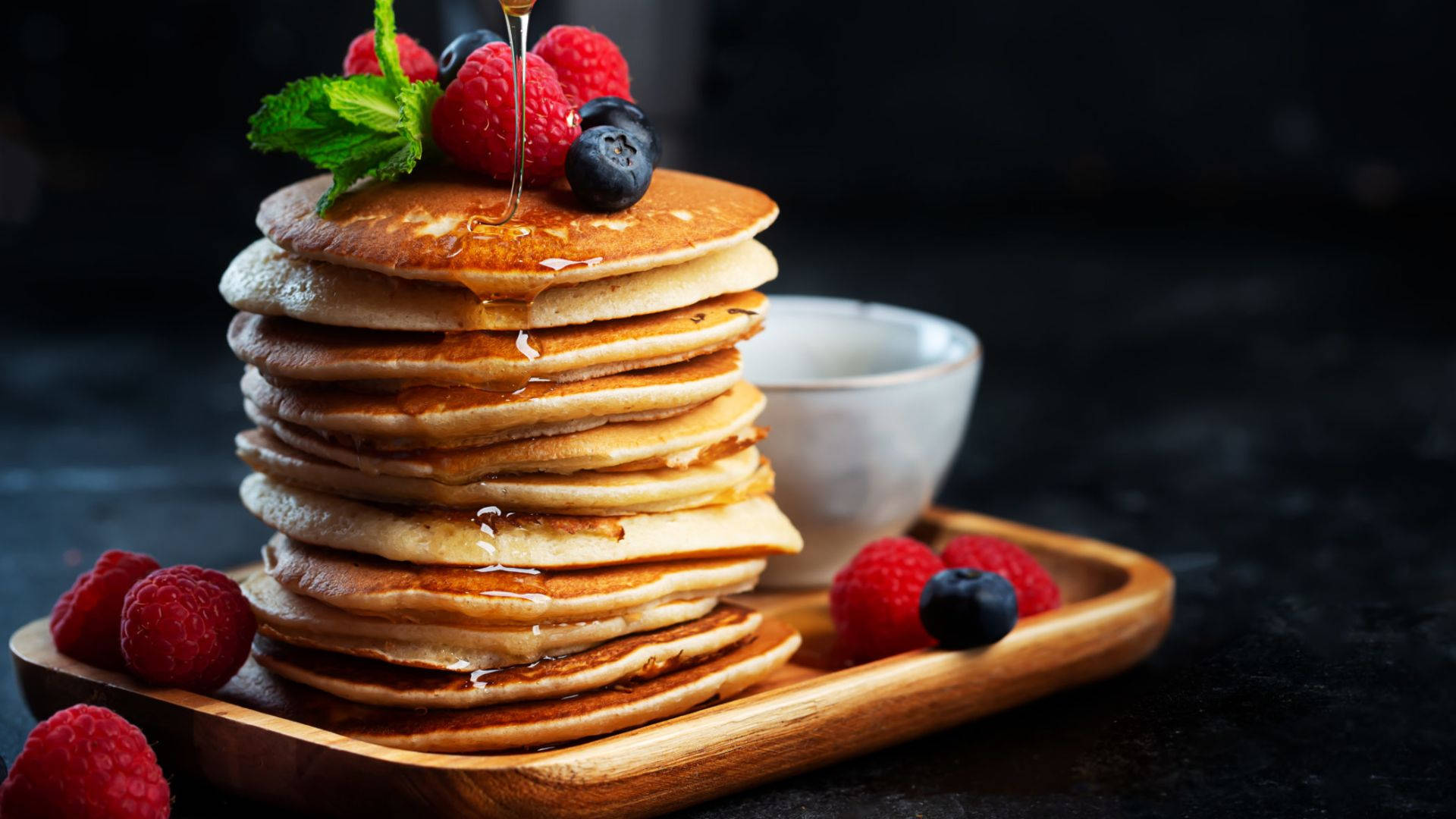 Pancakes, golden pancakes, honey, Full HD Desktop Wallpaper