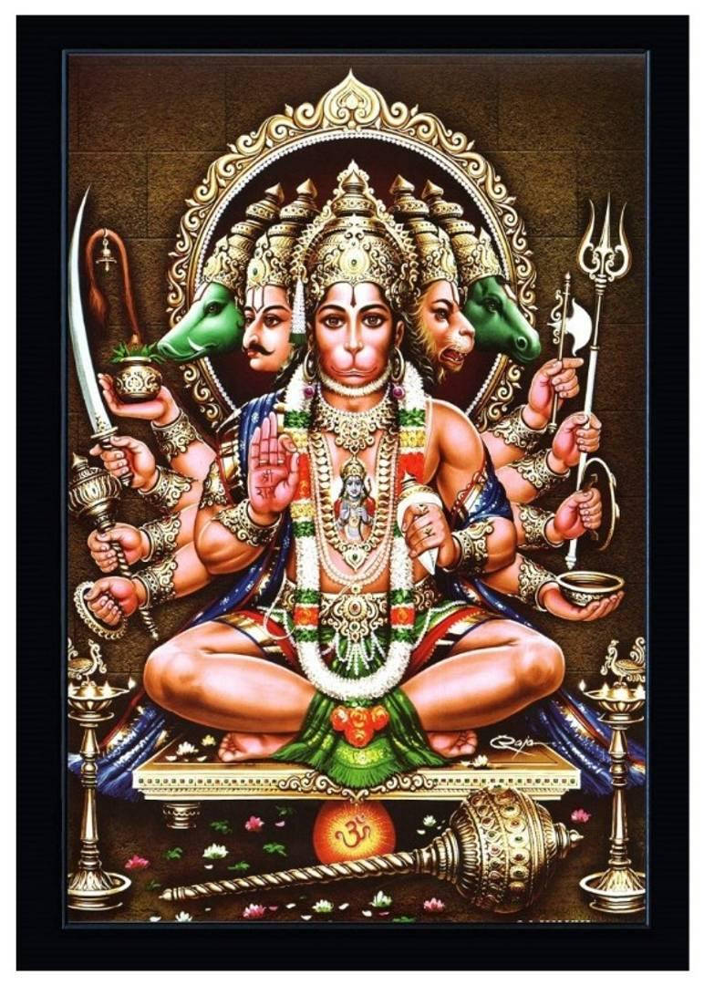Panchmukhi Hanuman, throne, multi-armed, SD Phone Wallpaper