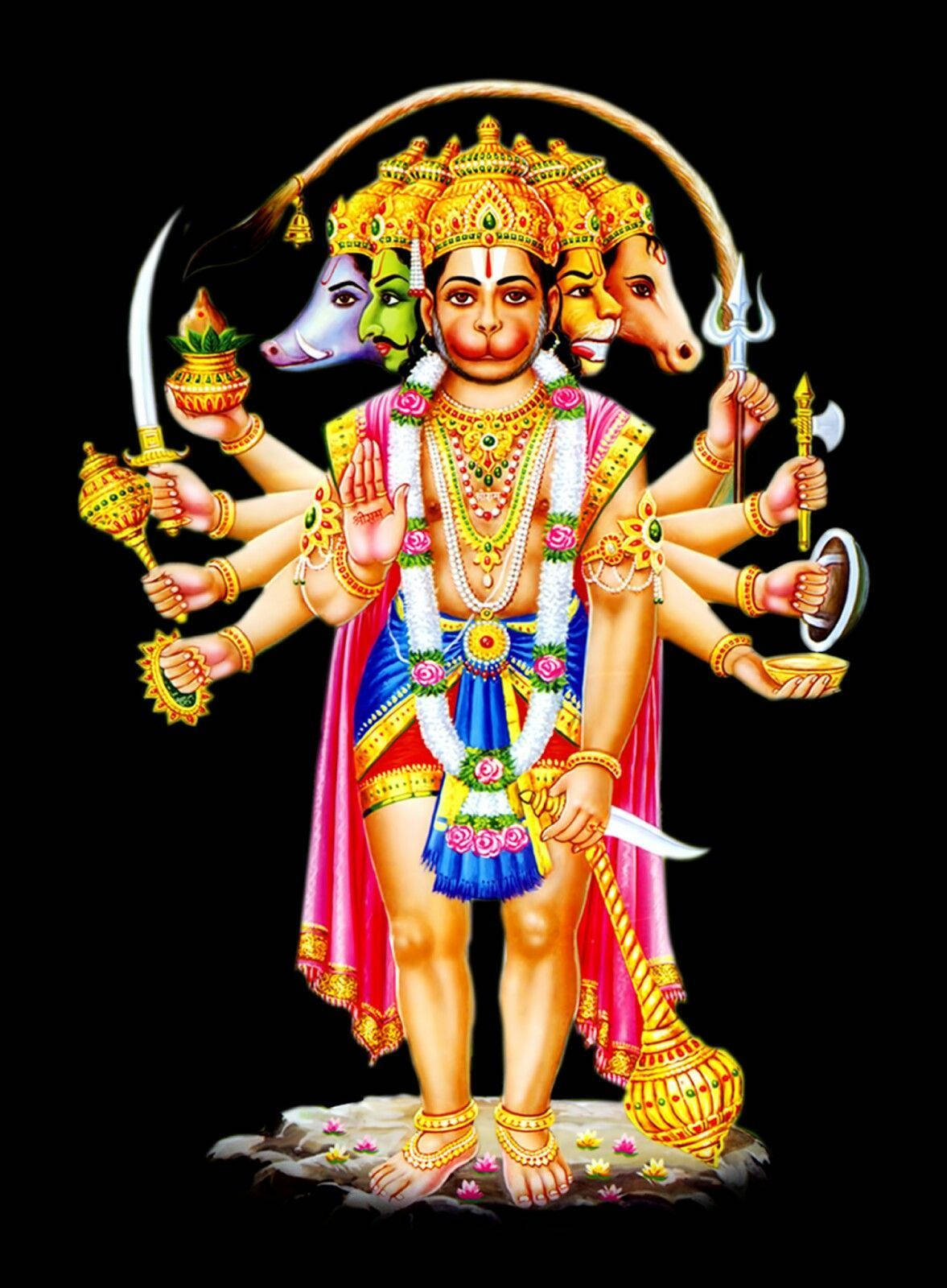 Panchmukhi Hanuman, Hanuman, gold jewelry, HD Phone Wallpaper
