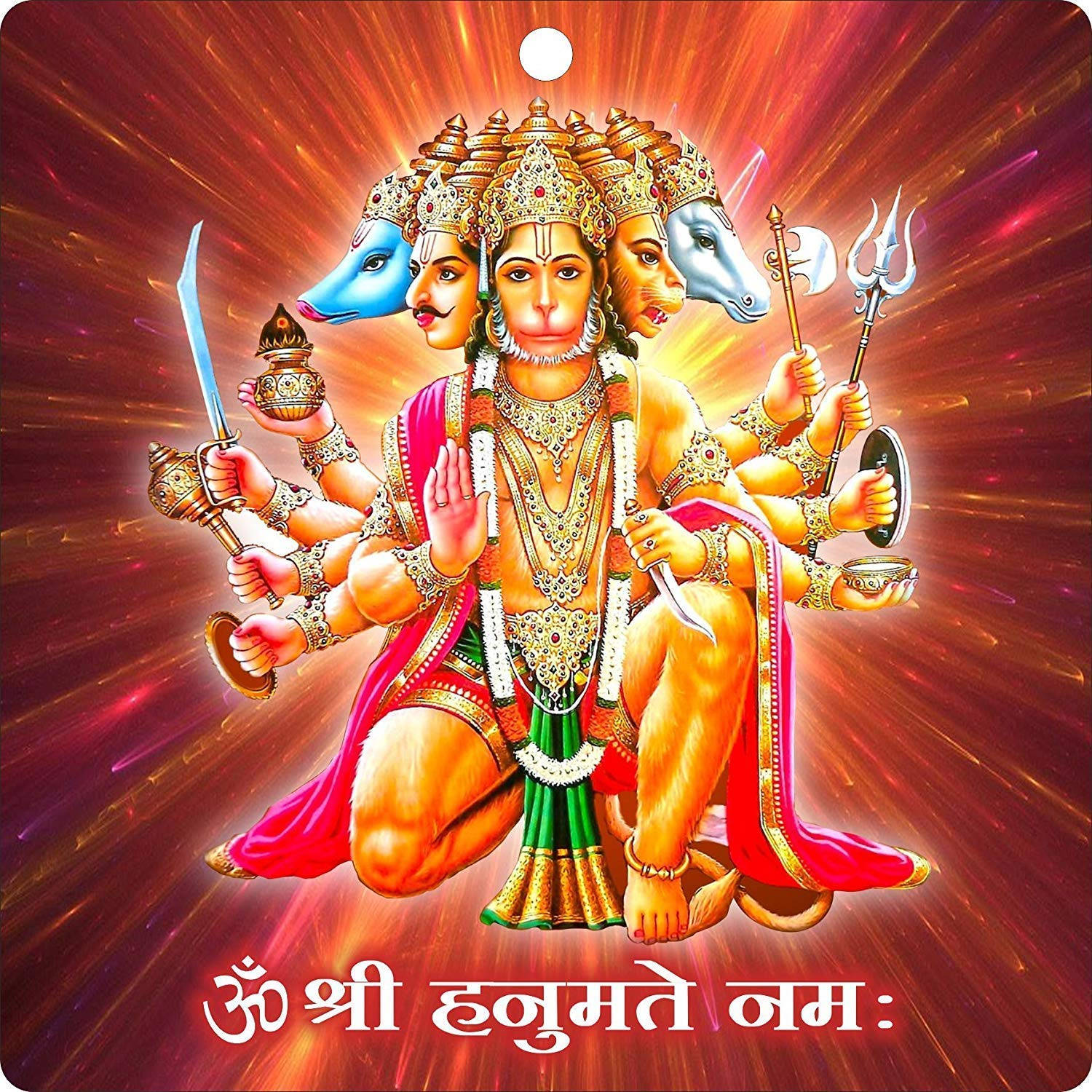 Panchmukhi Hanuman, multi-headed Hindu deity, multiple arms, HD Desktop Wallpaper