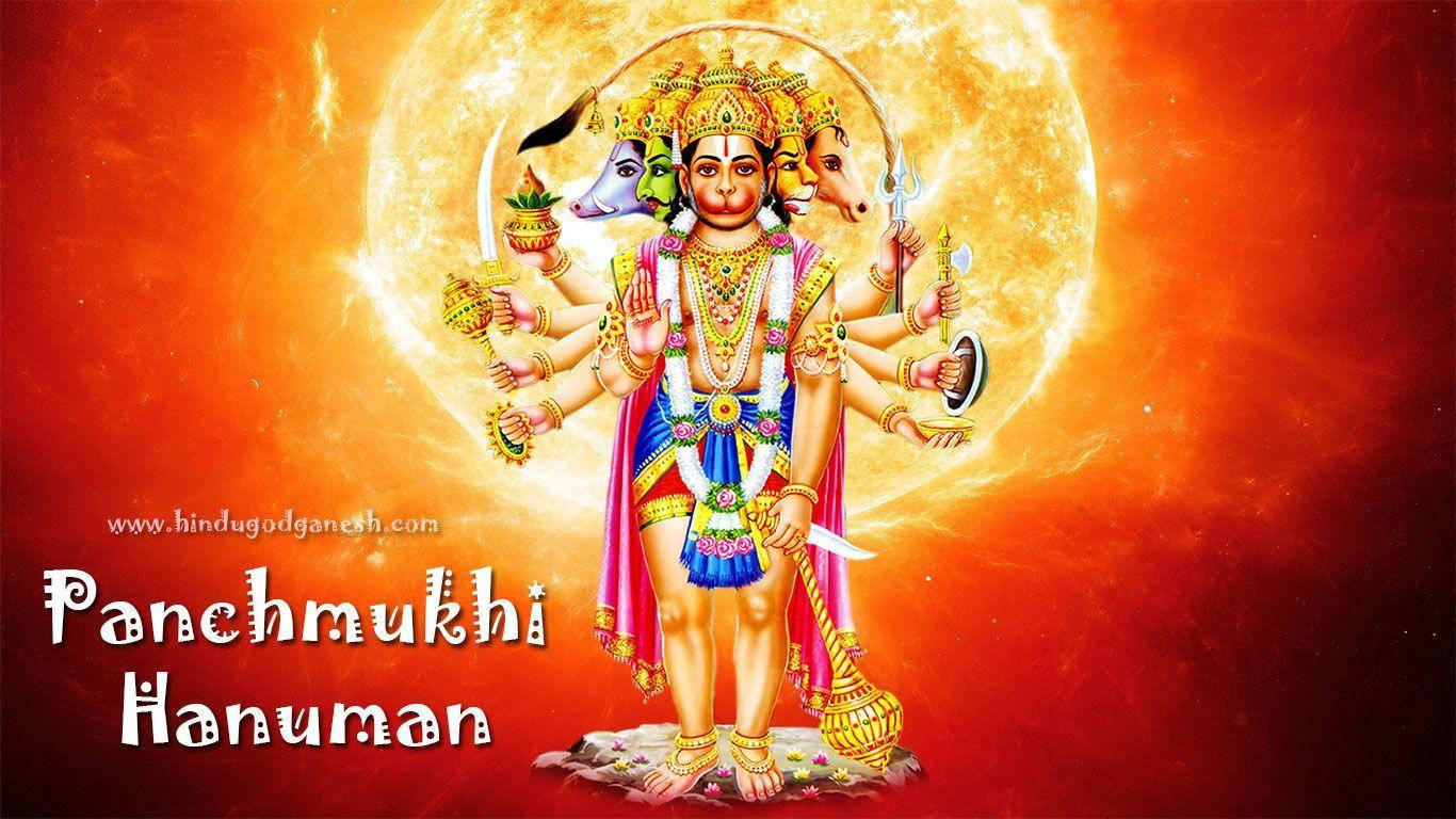Panchmukhi Hanuman, blazing sun, vibrant orange, HD Desktop Wallpaper