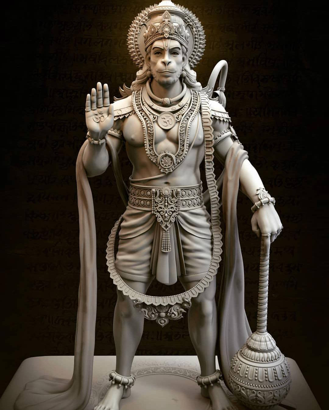 Hanuman, white statue, ornate armor, HD Phone Wallpaper