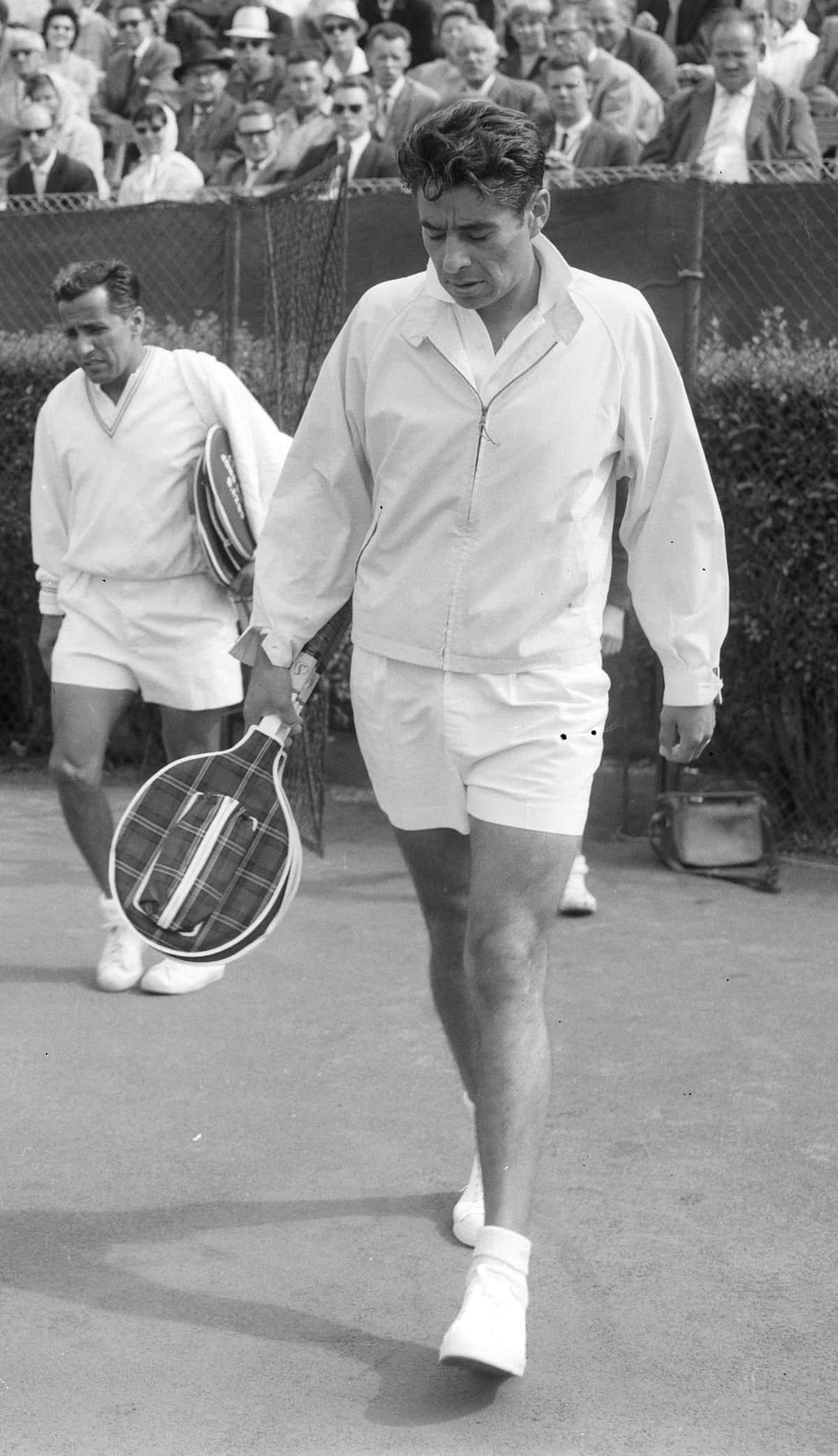 Pancho Segura, professional tennis player, white attire, Full HD Phone Wallpaper