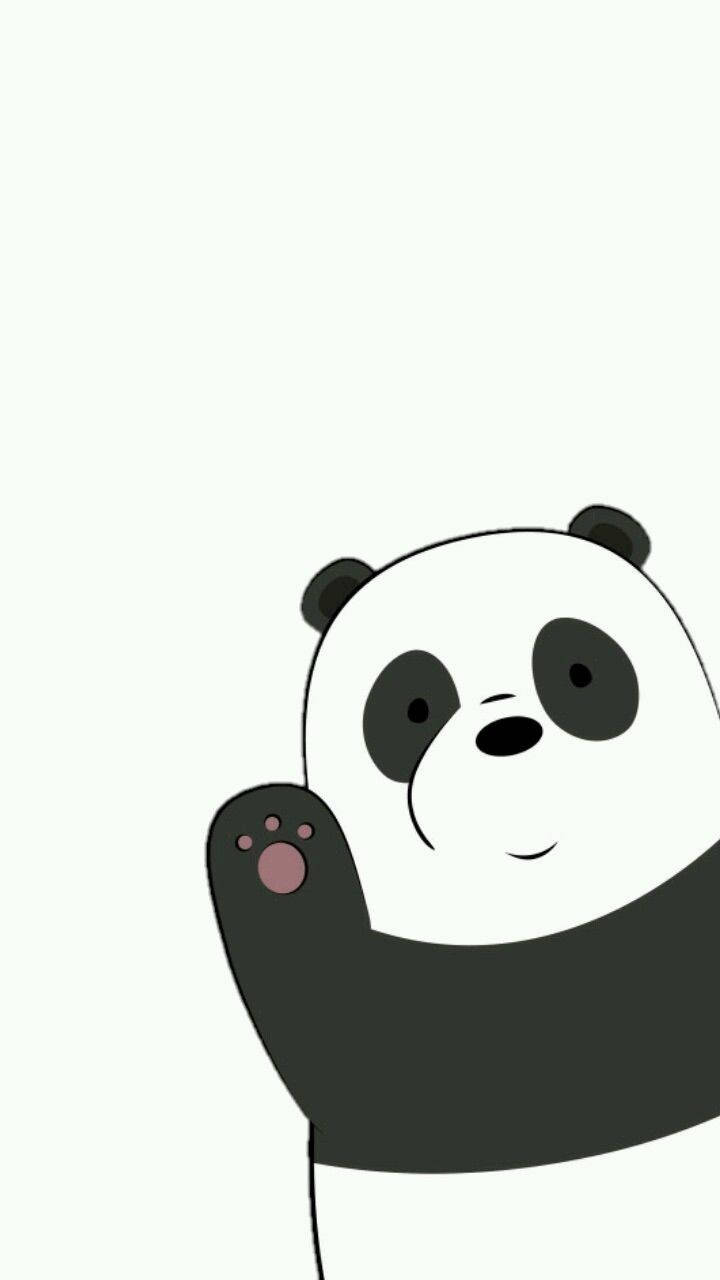 Panda We Bare Bears, waving panda, light background, HD Phone Wallpaper