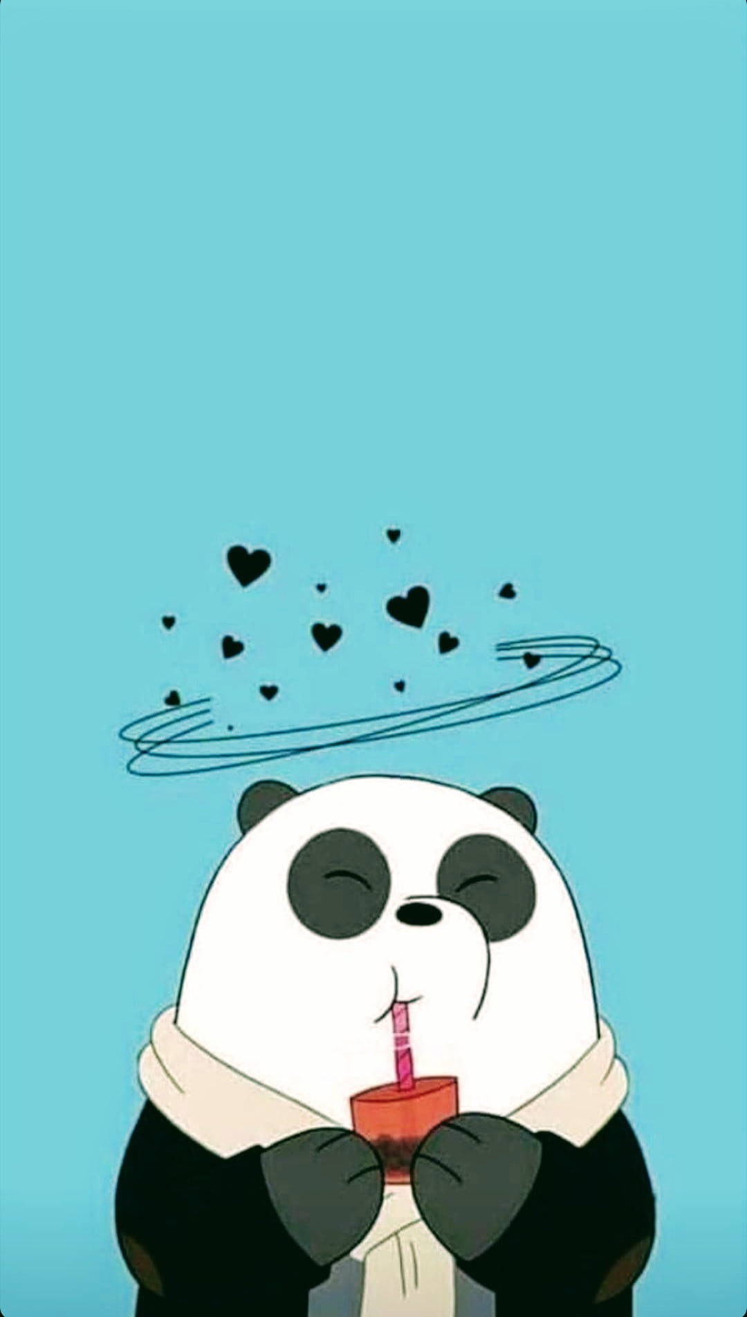 We Bare Bears, blue panda, red drink, HD Phone Wallpaper