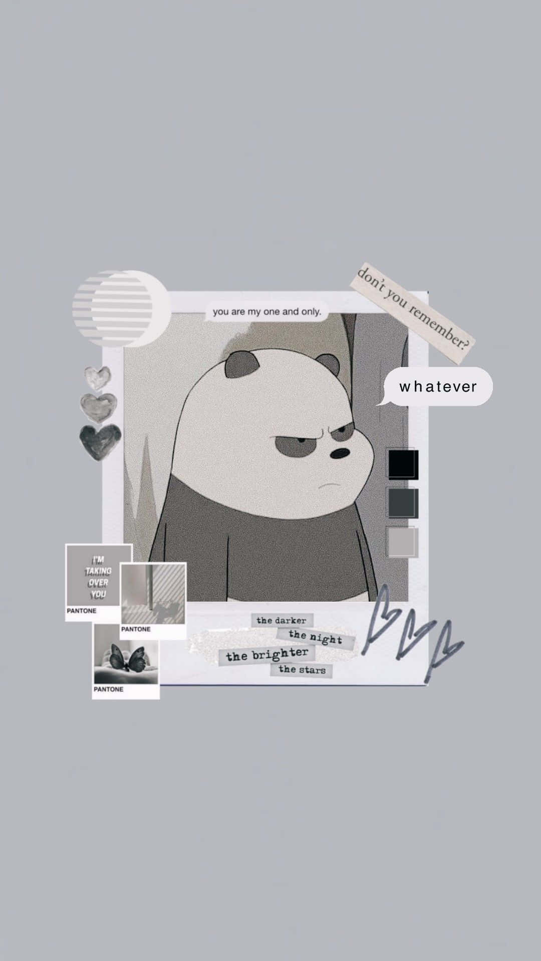 Panda We Bare Bears, gray sweater, text bubbles, HD Phone Wallpaper