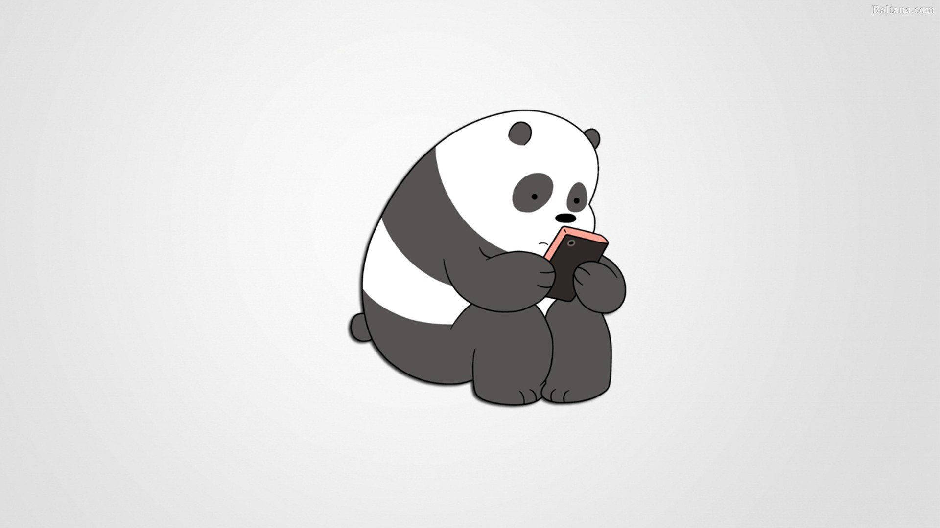 Panda We Bare Bears, cartoon panda, smartphone, Full HD Desktop Wallpaper