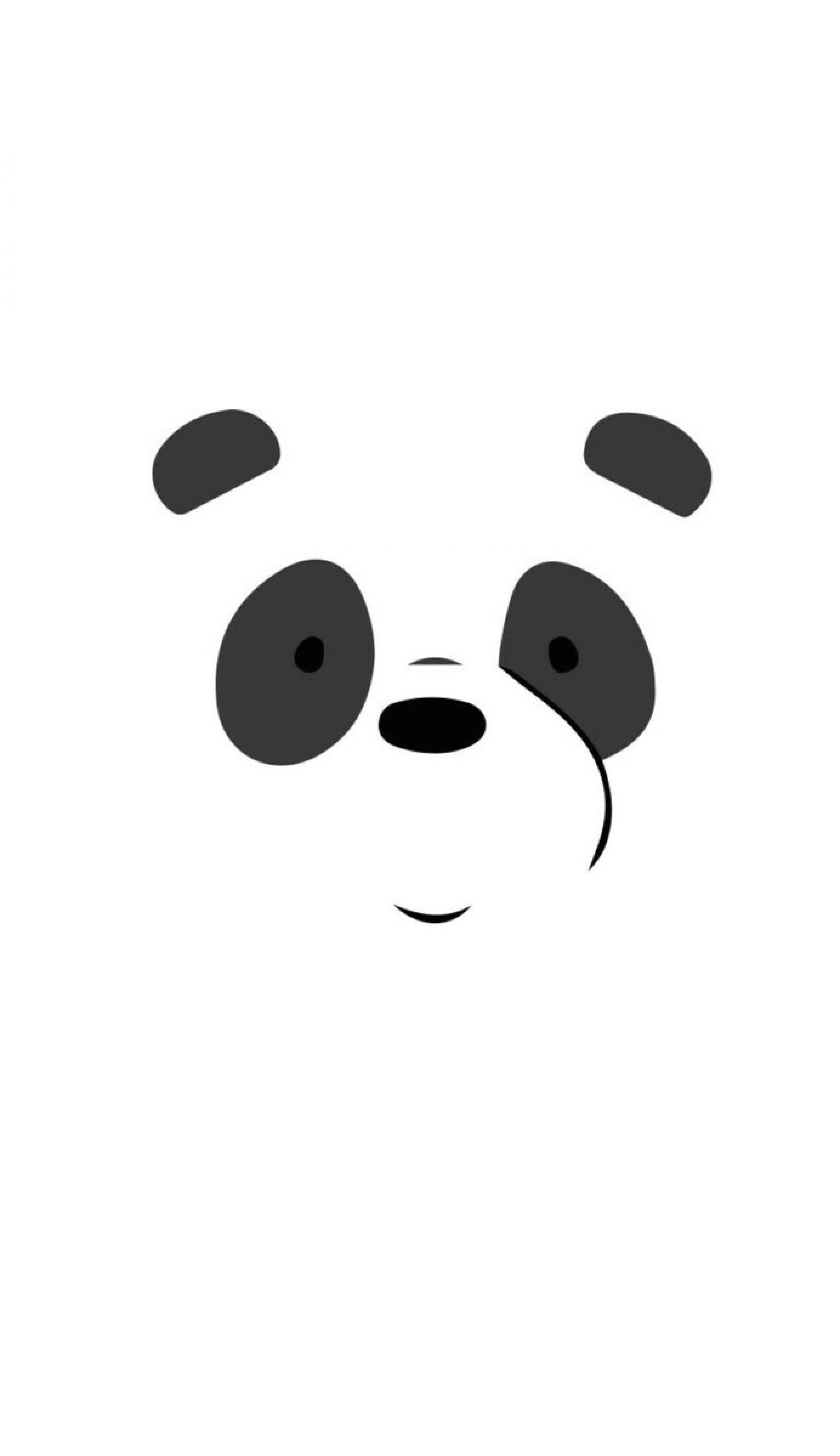 Panda We Bare Bears, black and white, simple curved lines, 5K Phone Wallpaper