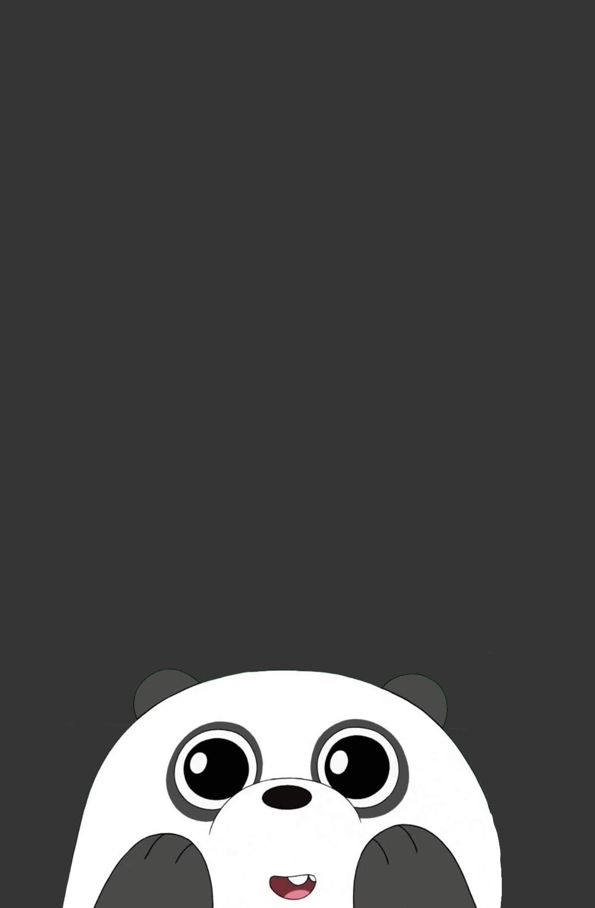 Panda We Bare Bears, big eyes, dark gray background, HD Phone Wallpaper