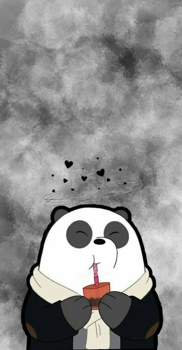 Panda We Bare Bears, smoking panda, hearts, HD Phone Wallpaper