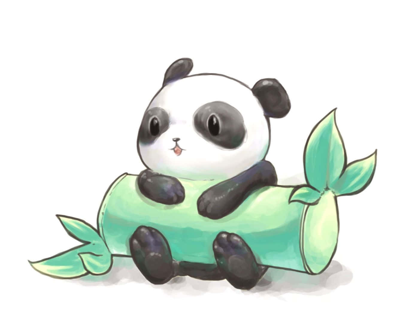 Cute Cartoon Animal, panda, mermaid tail, HD Desktop Wallpaper