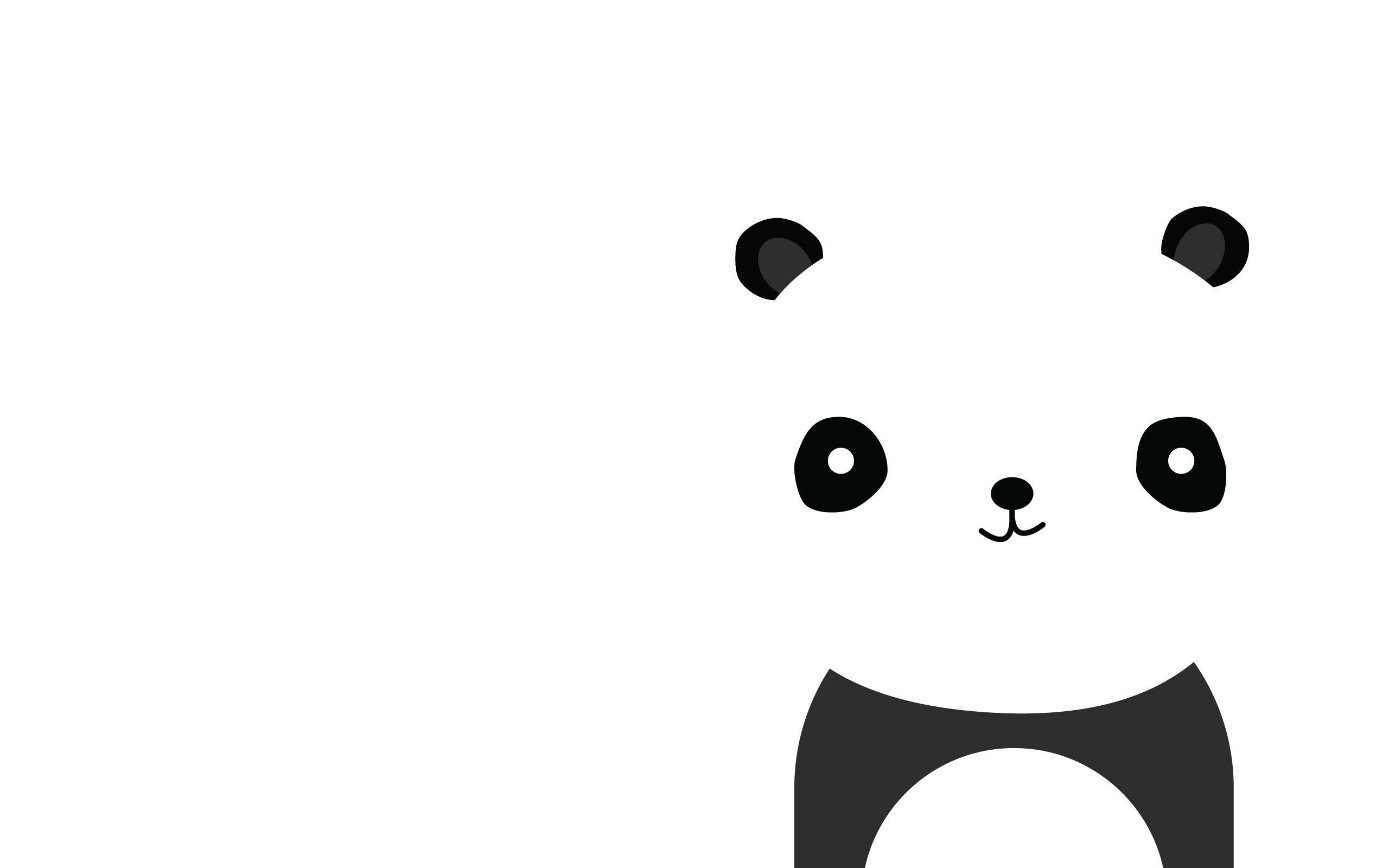 Cartoon Panda, white desktop, black and white panda face, 2K Desktop Wallpaper