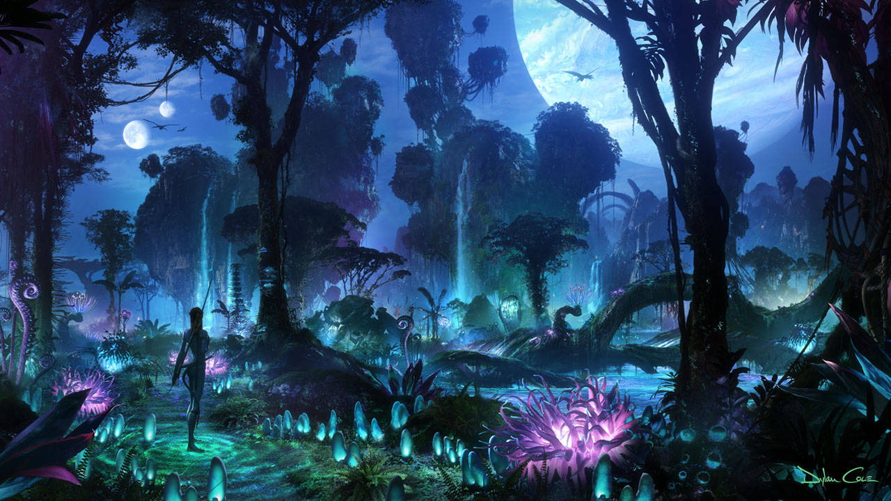 Pandora Forest, night, neon flora, HD Desktop Wallpaper