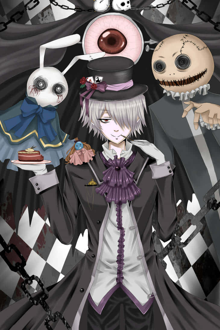 Pandora Hearts, top hat, purple ruffled coat, SD Phone Wallpaper