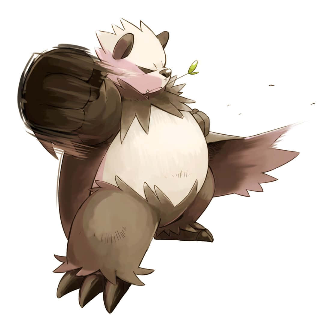 Pangoro, clobber move, fluffy brown and white panda-like creature, SD Desktop Wallpaper