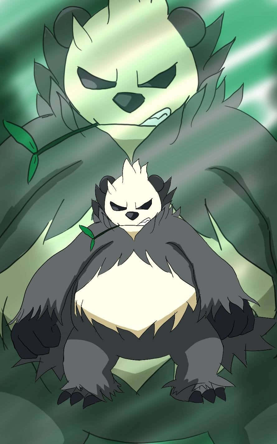 Pangoro, green aesthetic, glowing green eyes, HD Phone Wallpaper