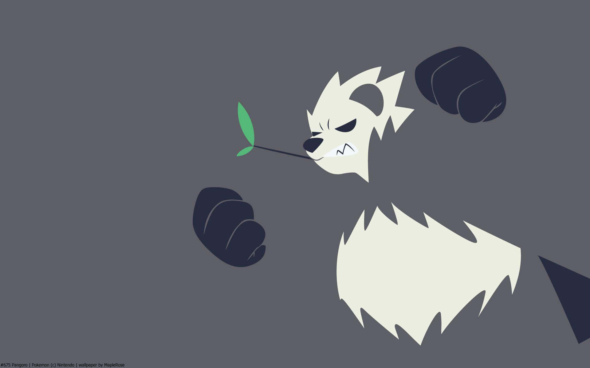 Minimalist Gray Pangoro, white panda, dark fists, Full HD Desktop Wallpaper