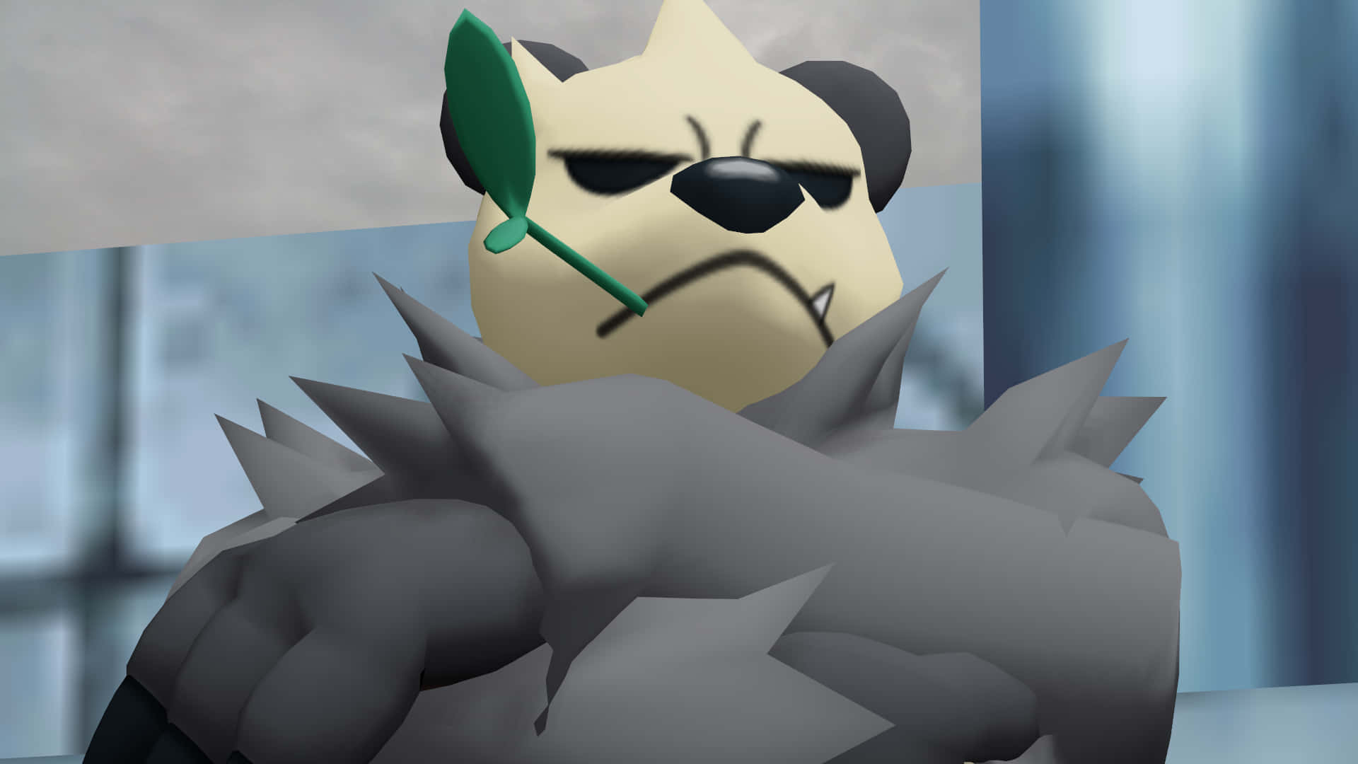 Pangoro, green leaf, gray spikes, Full HD Desktop Wallpaper