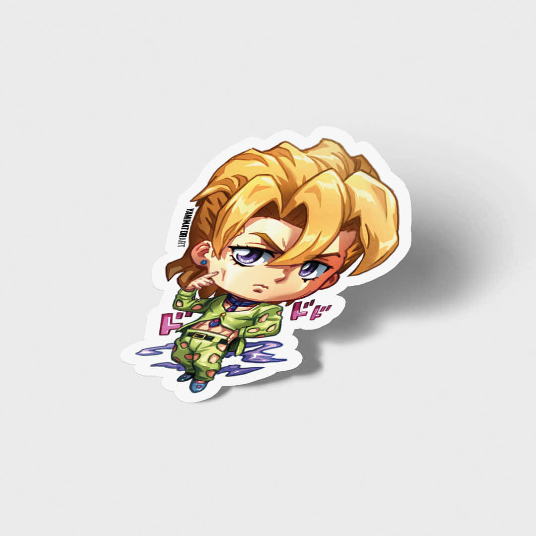 Pannacotta Fugo, chibi anime sticker, blonde-haired character, SD Desktop Wallpaper