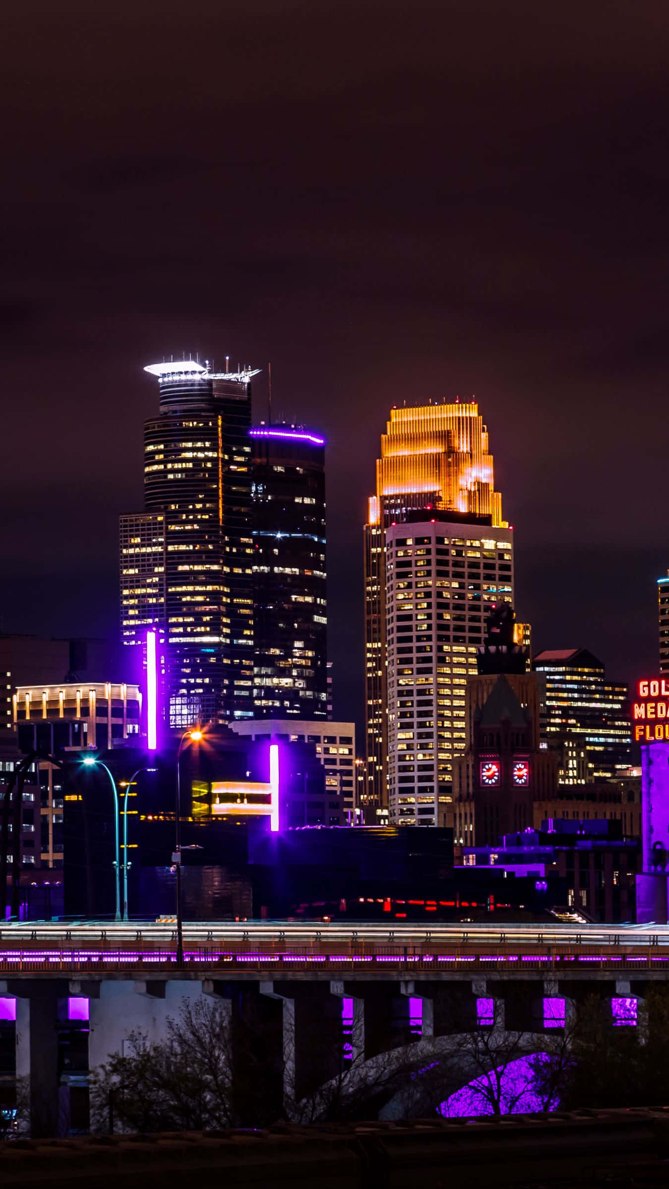 Panorama, 1350 x 2400, nighttime cityscape, Full HD Phone Wallpaper