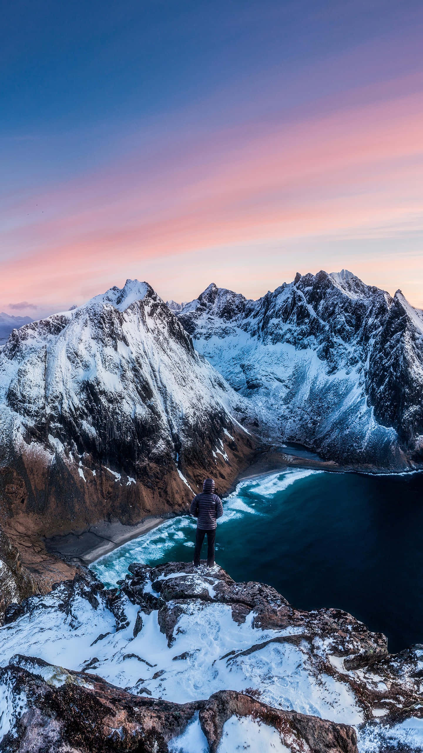 Panorama, 1440 x 2560, turquoise fjord, 2K Phone Wallpaper