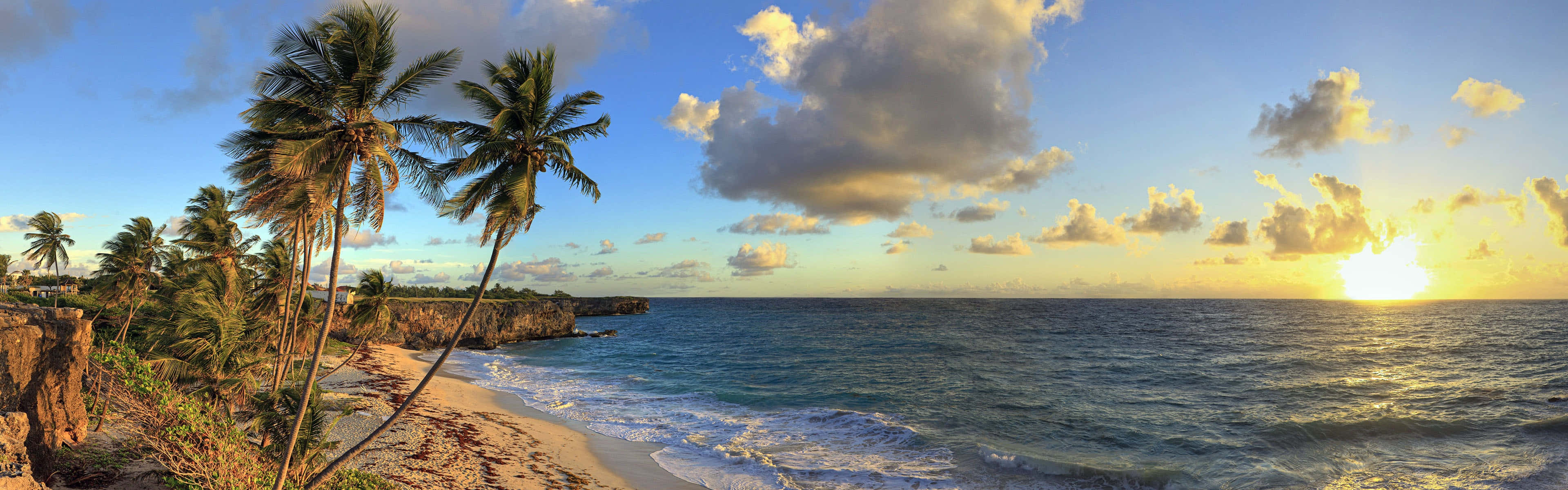 Sunset, gold, sandy beach, 4K Desktop Wallpaper