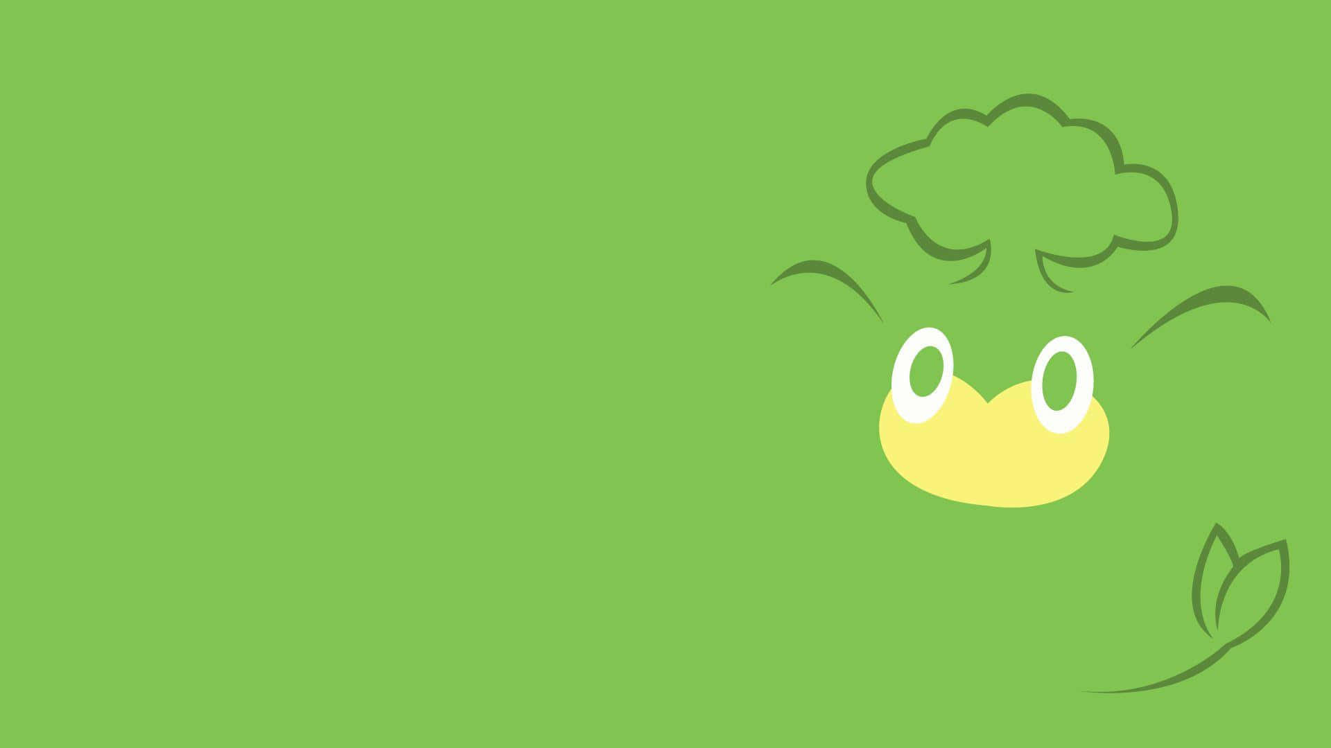 Pansage, green, yellow beak, Full HD Desktop Wallpaper