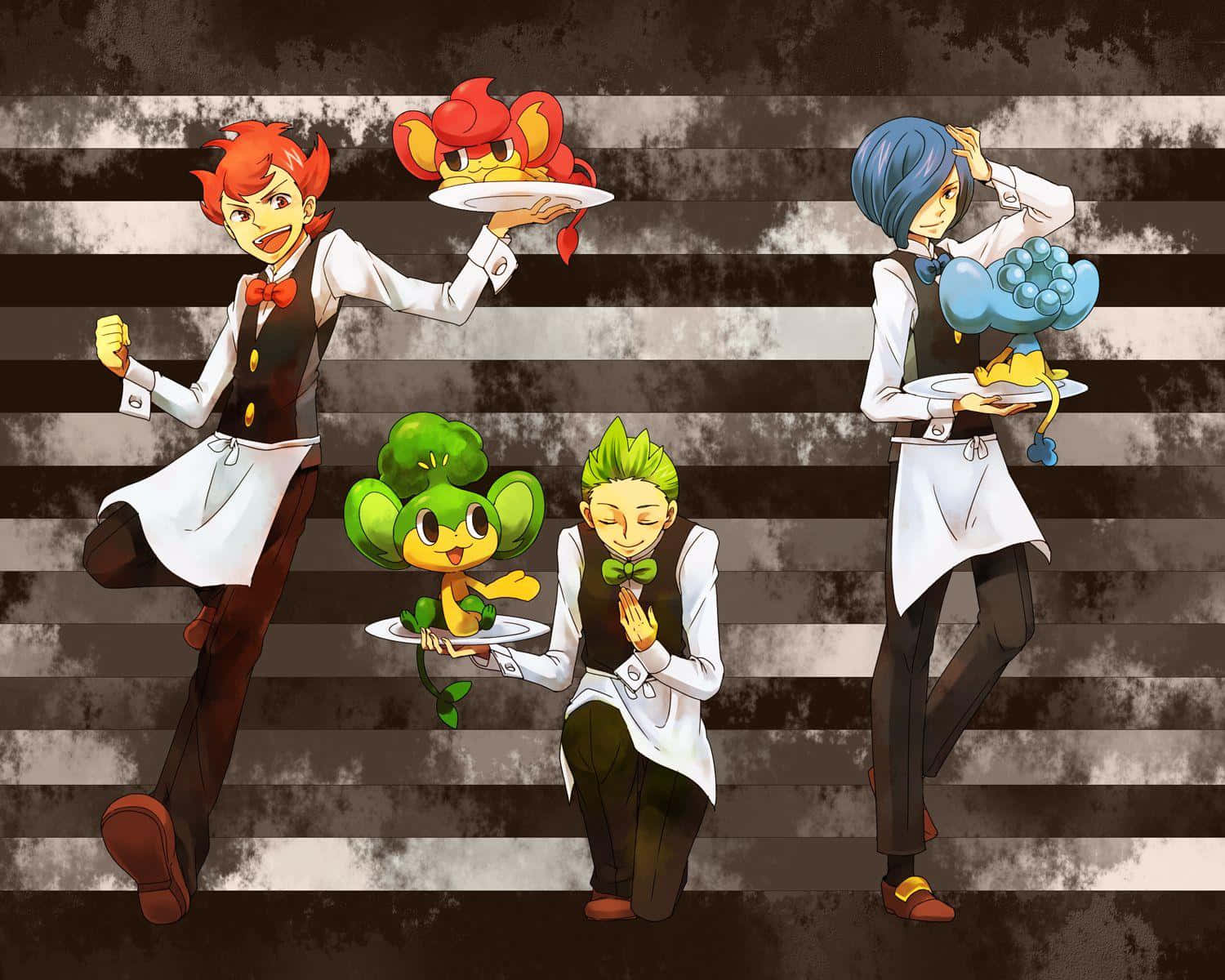 Pansage, three brothers, anime chefs, HD Desktop Wallpaper