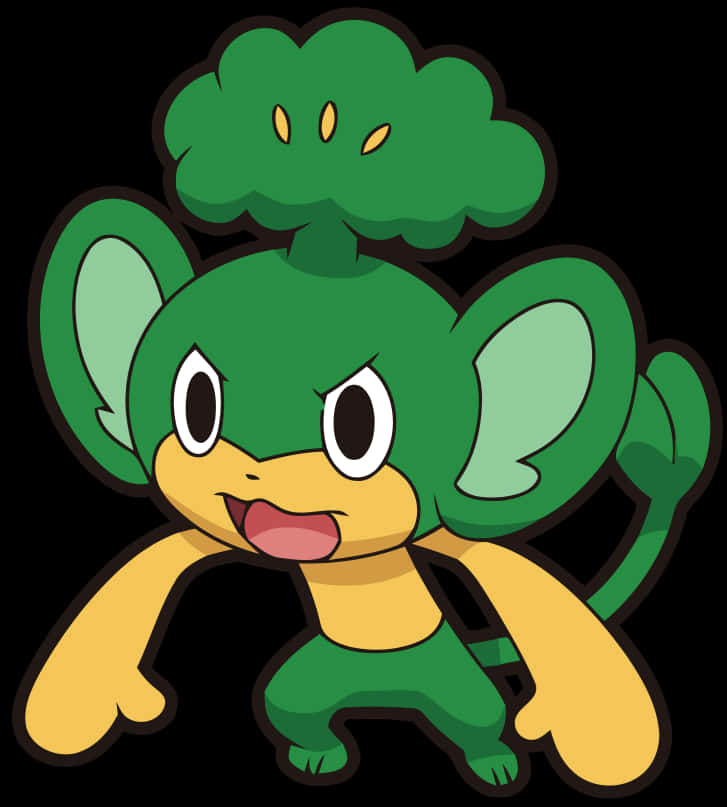 Pansage, green, broccoli head, SD Phone Wallpaper
