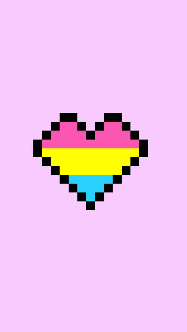 pansexual, pixelated heart, pink yellow and blue stripes, HD Phone Wallpaper