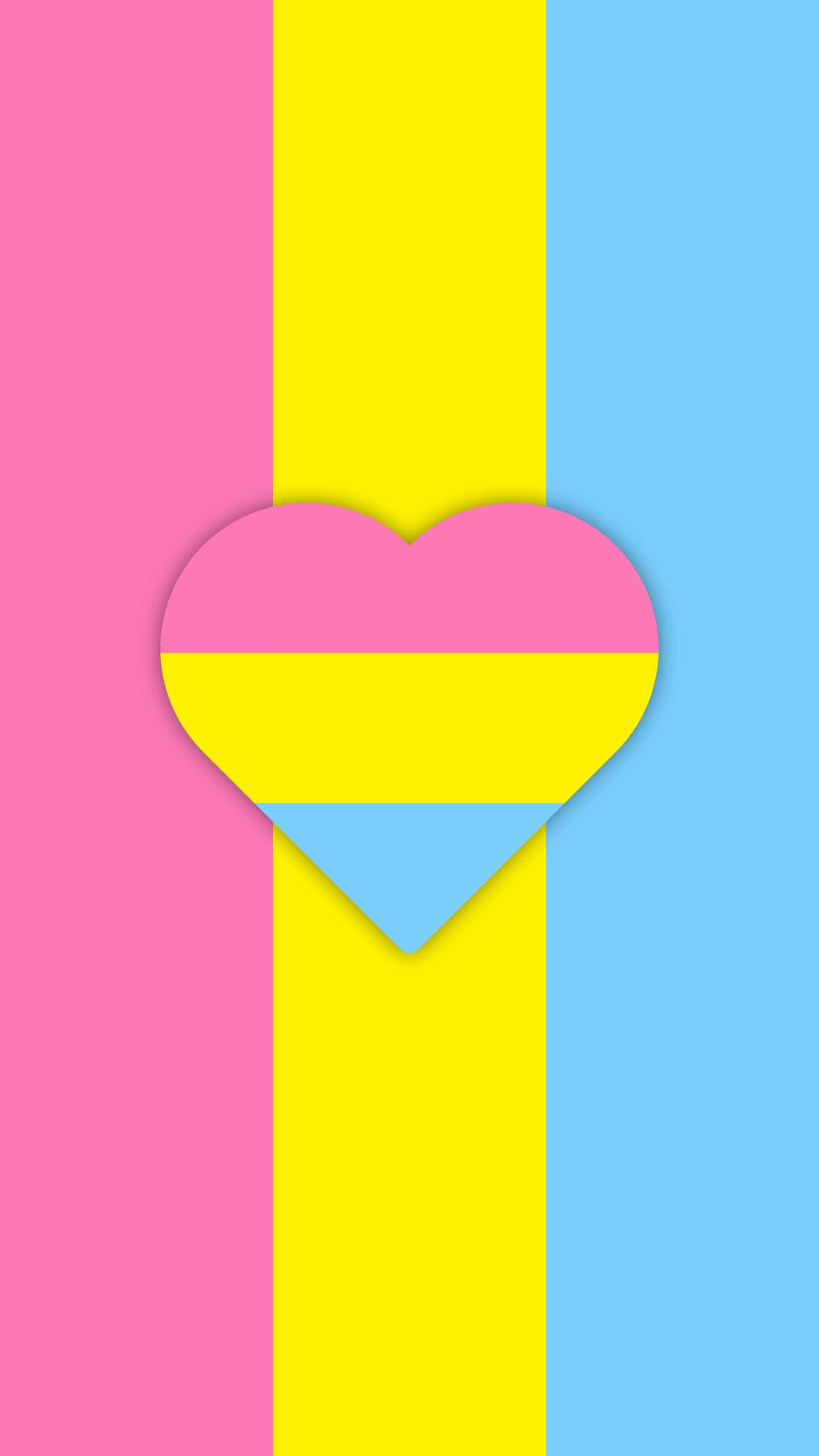 pan flag, heart, pink, 2K Phone Wallpaper