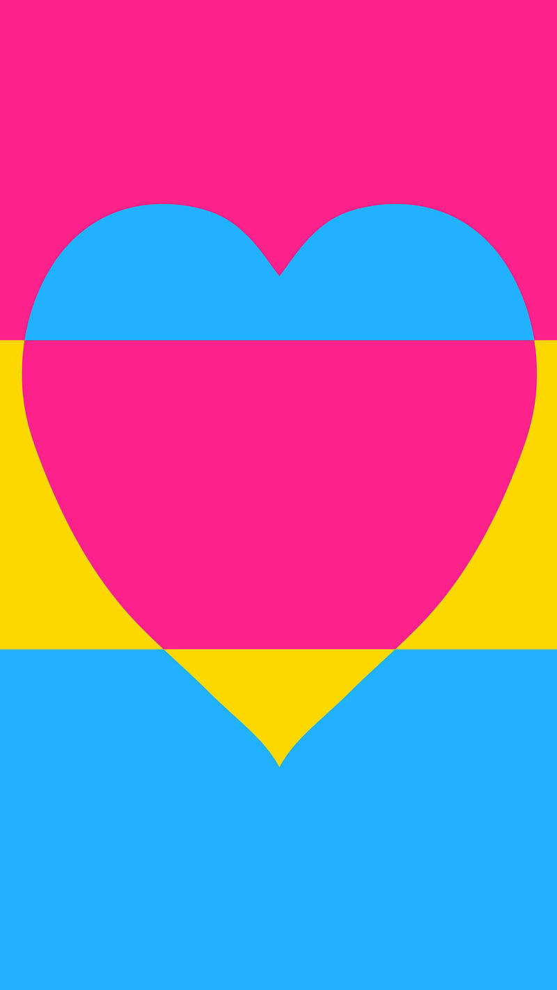 pansexual heart, pink, blue, HD Phone Wallpaper