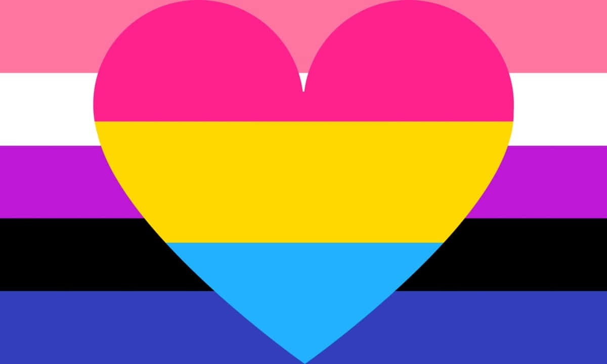pansexual flag, heart shape, pink, SD Desktop Wallpaper