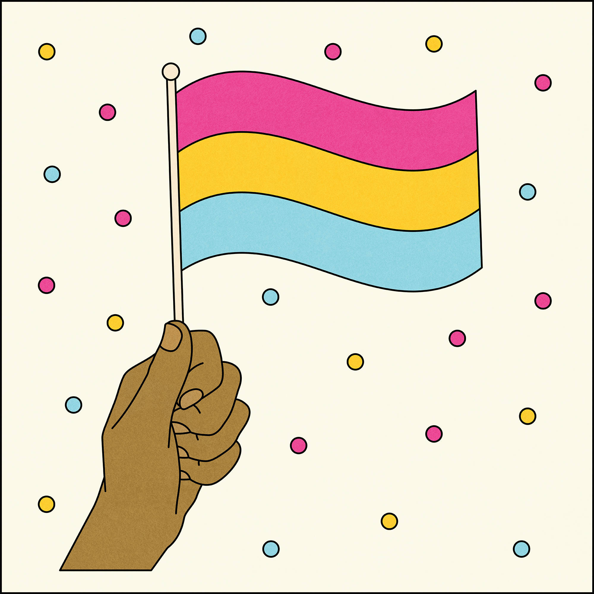pansexual flag, polkadots, colorful dots, Full HD Desktop Wallpaper