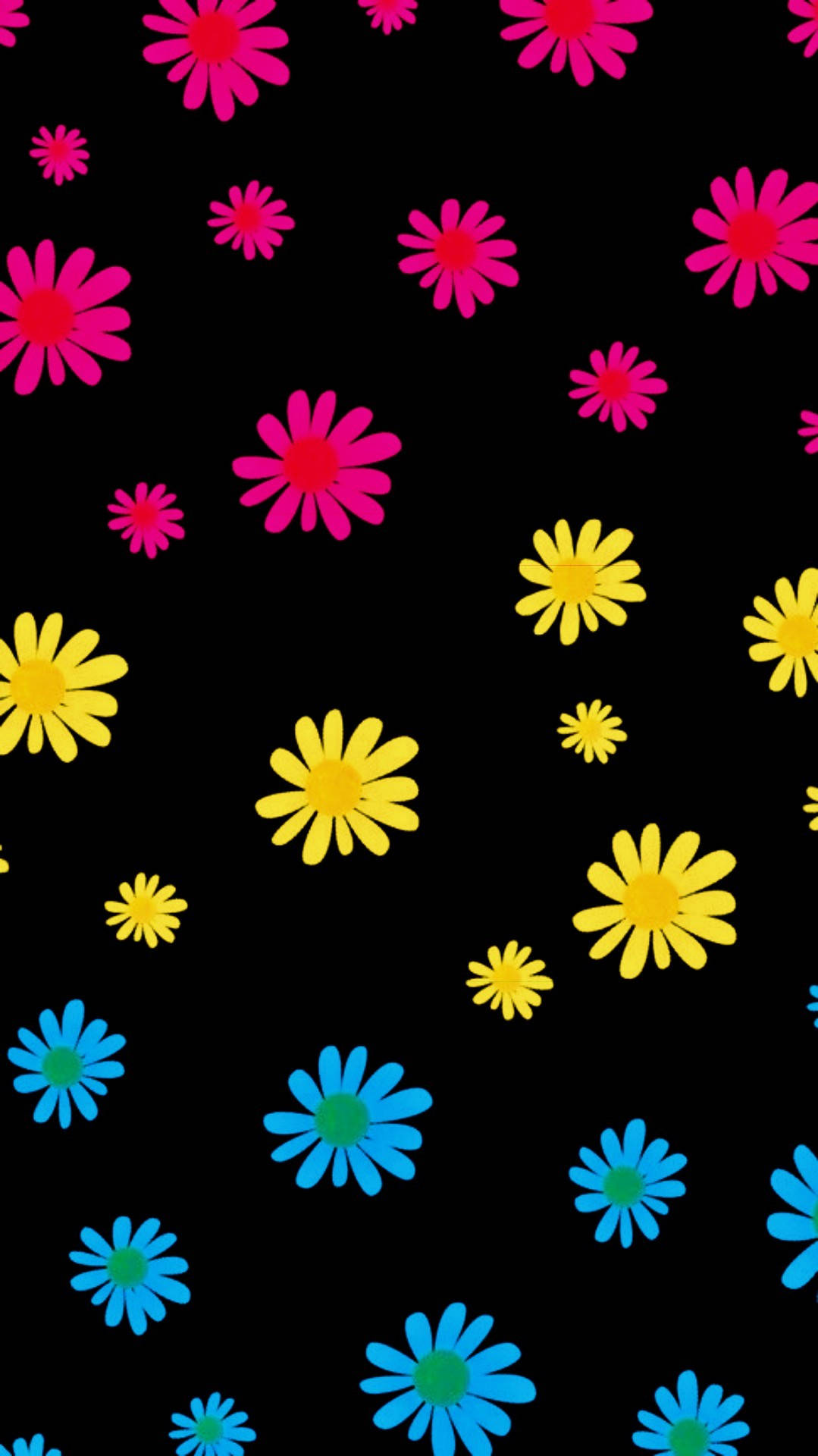 pansexual daisies, pink, yellow, Full HD Phone Wallpaper