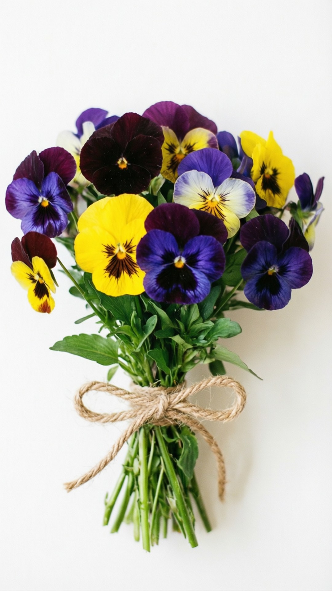 rustic pansy bouquet, purple, yellow, Full HD Phone Wallpaper