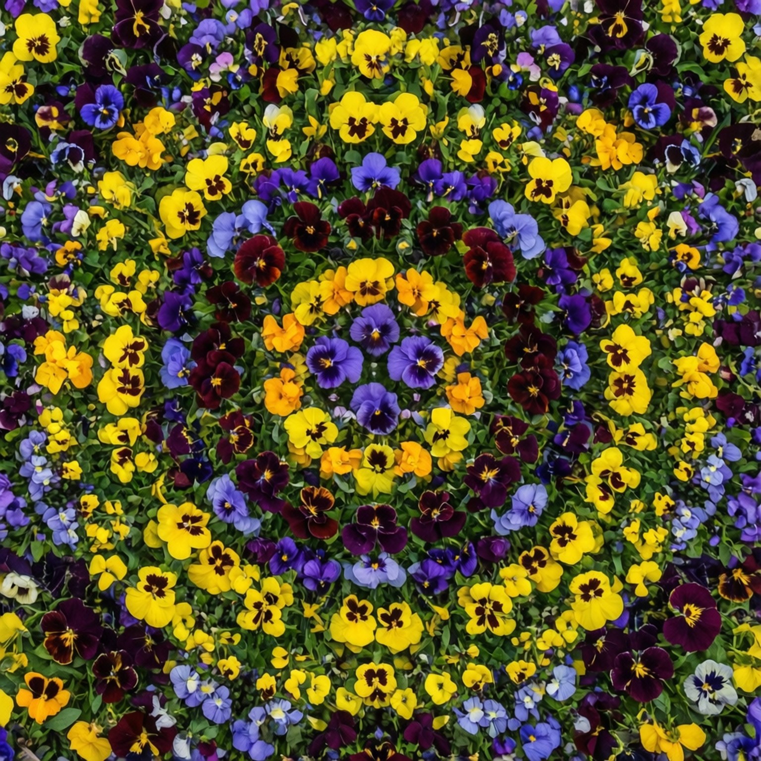symmetrical pansy mandala, pansies, yellow, HD Desktop Wallpaper