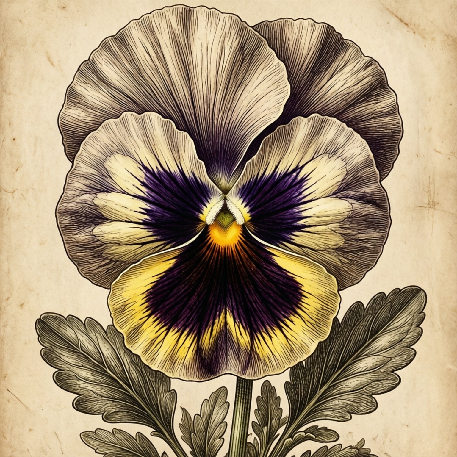 vintage botanical illustration, pansy, purple, HD Desktop Wallpaper