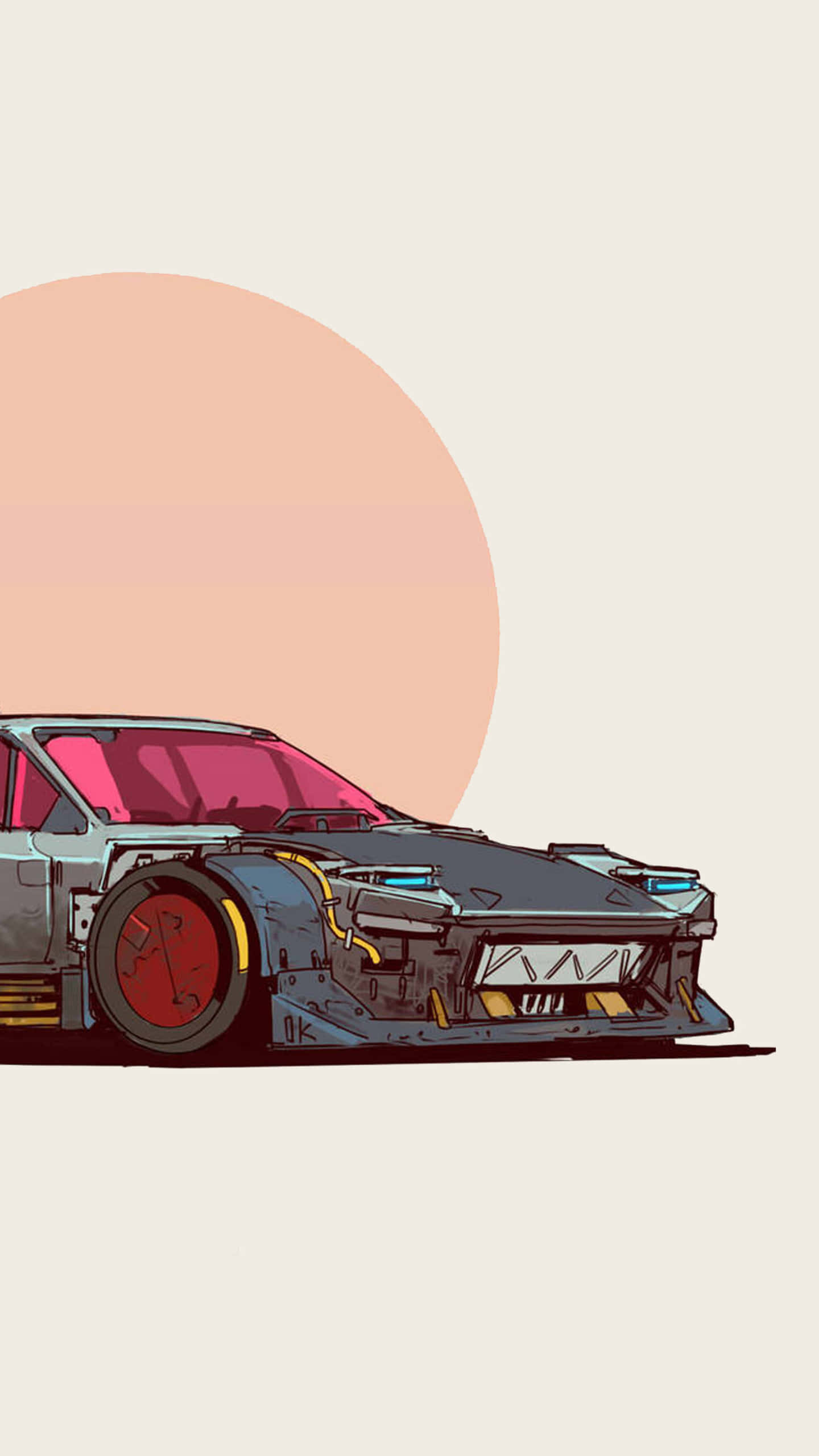 Pantera, pink hood, futuristic car, 2K Phone Wallpaper