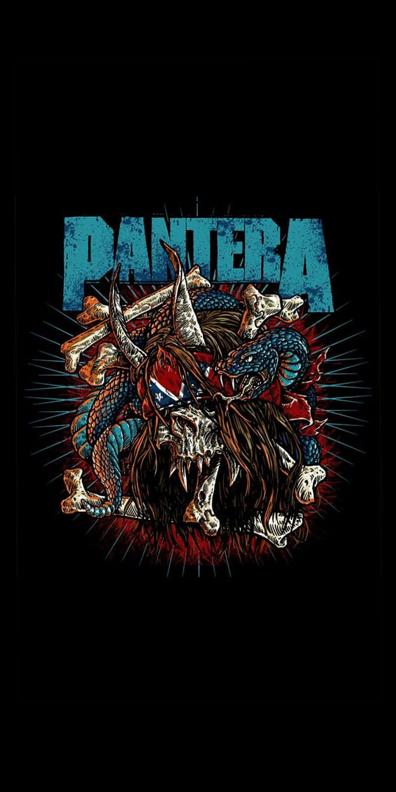 Pantera, demonic panther, bones, HD Phone Wallpaper