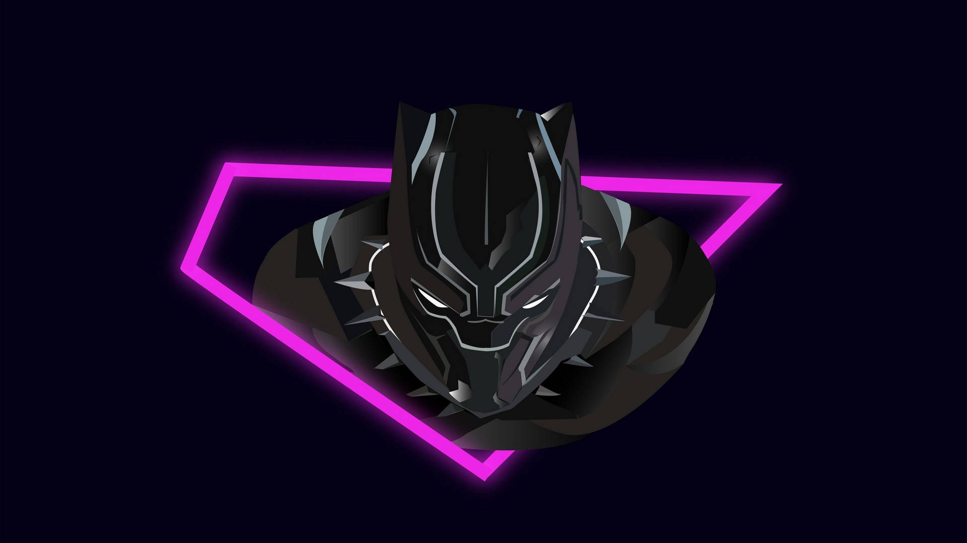 Black Panther, glowing pink neon lines, dark background, Full HD Desktop Wallpaper