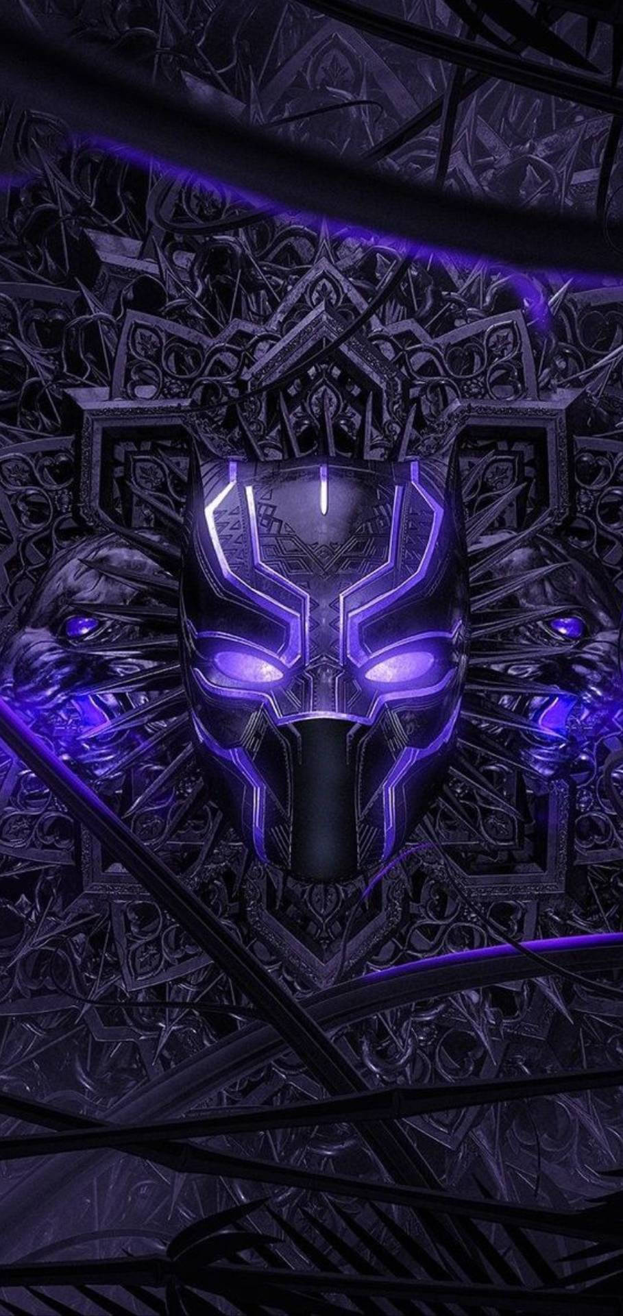 Black Panther, metallic purple, glowing eyes, Full HD Phone Wallpaper