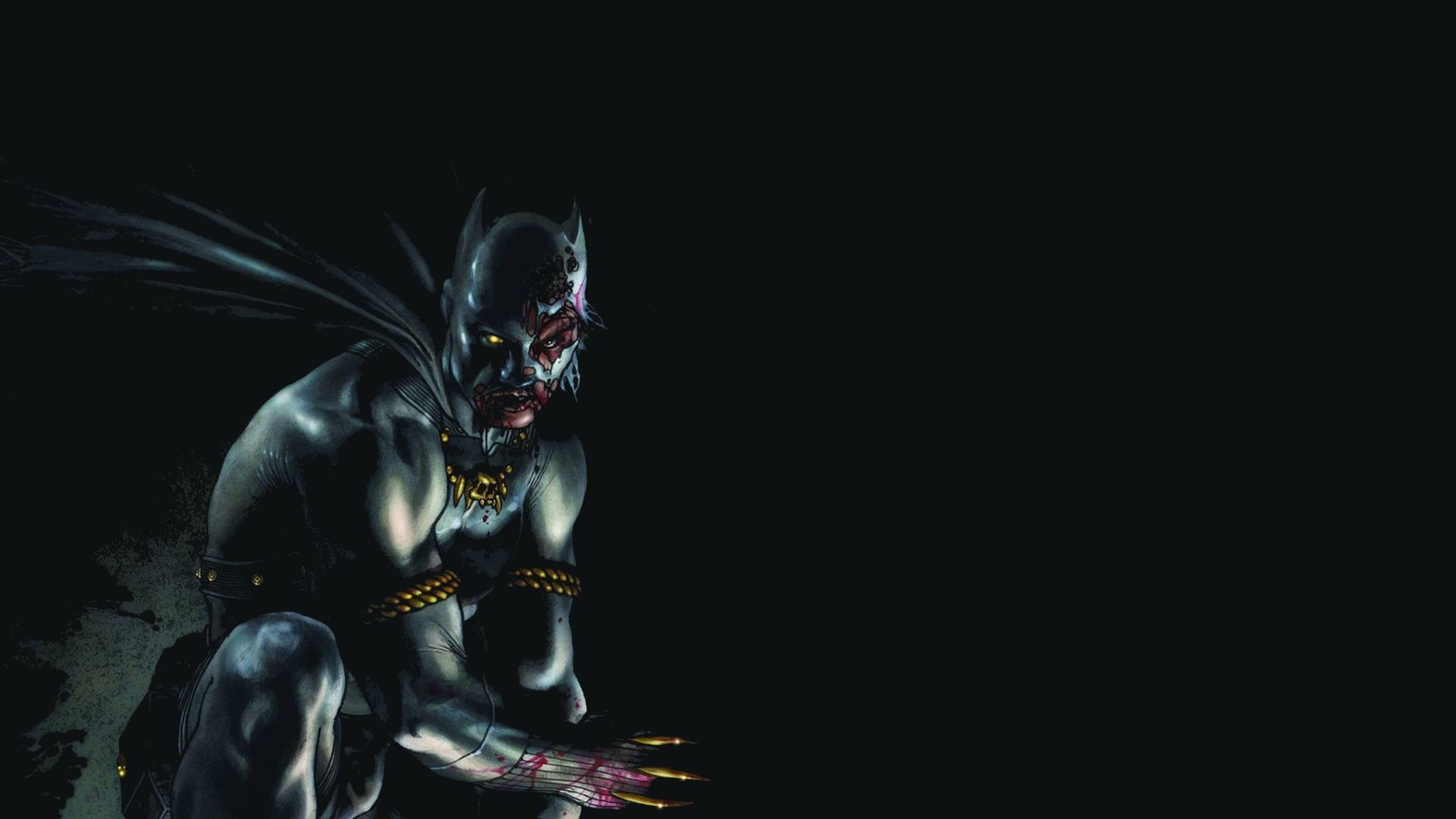 Black Panther, glowing yellow eyes, bloodied face, 5K Desktop Wallpaper