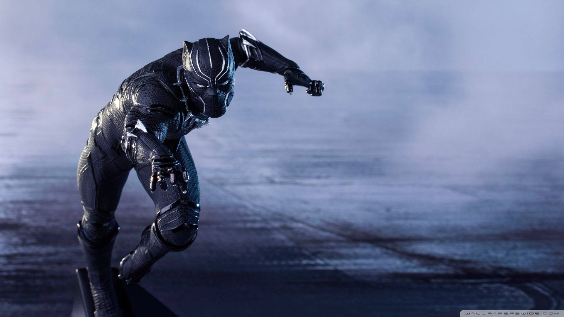 Black Panther, crouches, dynamic pose, Full HD Desktop Wallpaper