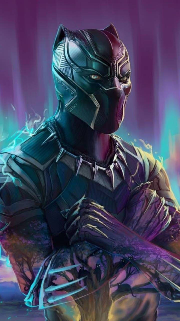 Black Panther, blue, purple, HD Phone Wallpaper