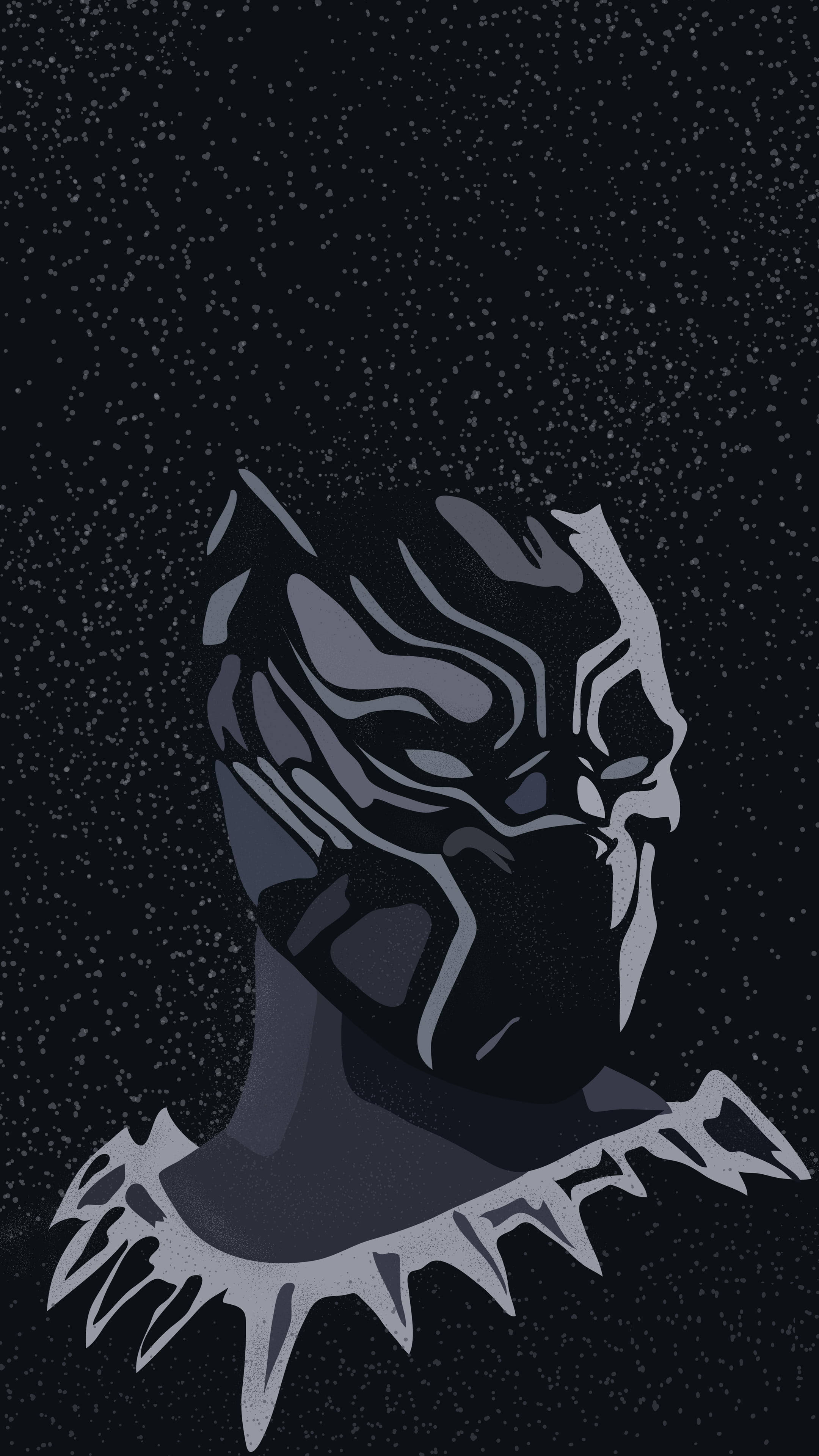 Black Panther, mask silhouette, starry night sky, 4K Phone Wallpaper